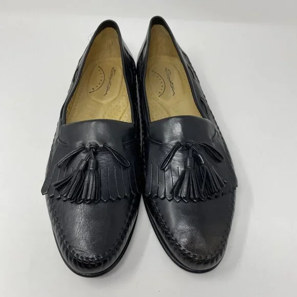 NEW santoni leather slip on shoes w/ tassels